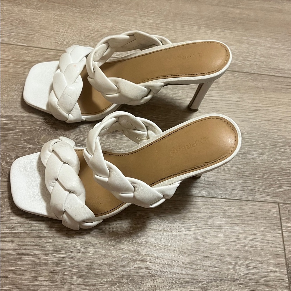 Express Women's White Braided Heels